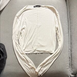 Zara Off-White Long Sleeve Tee